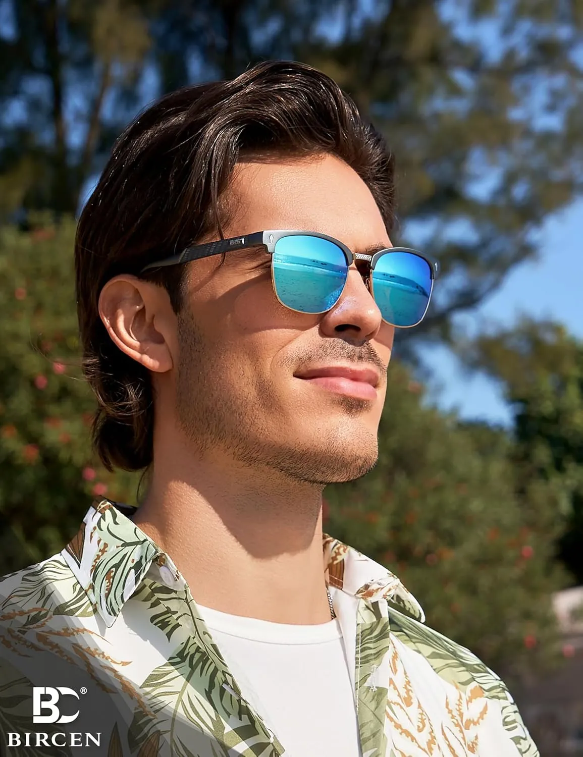 BIRCEN Polarized Sunglasses for Men UV - Protection Classic Shades for Driving Sports Fishing with Al-Mg Metal Frame