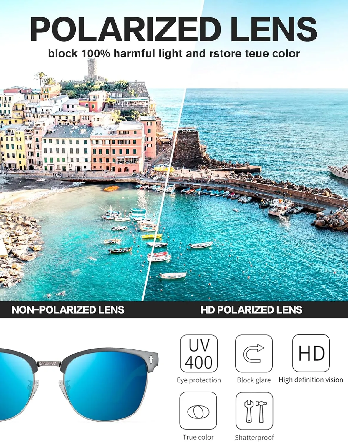 BIRCEN Polarized Sunglasses for Men UV - Protection Classic Shades for Driving Sports Fishing with Al-Mg Metal Frame