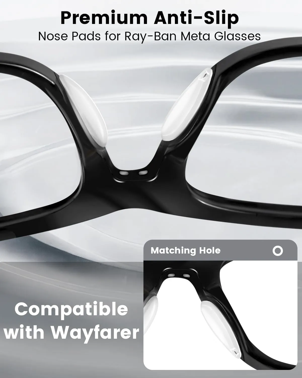Compatible with Ray-Ban Meta Wayfarer Eyeglass Nose Pad, 8 Pairs Soft Silicone Nose Pads, Anti Slip Replacement Nose Pads