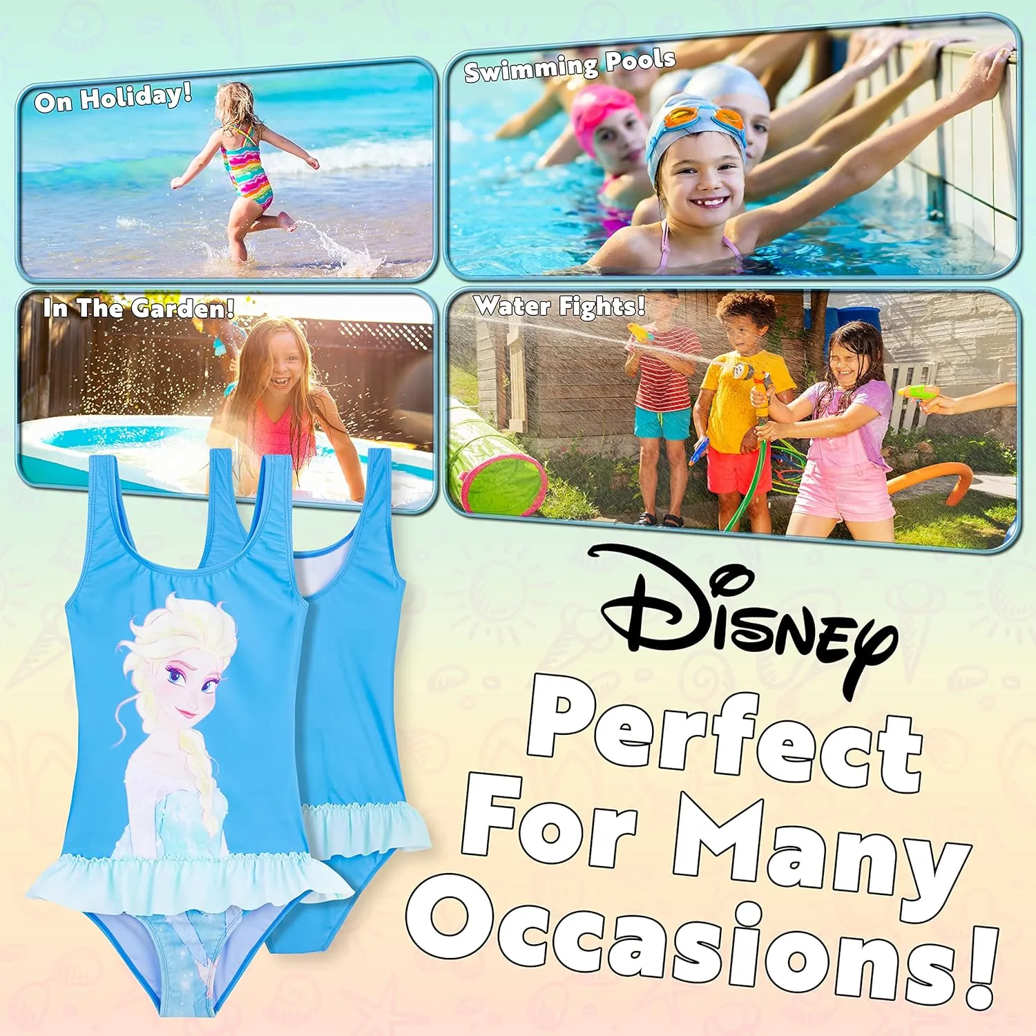 Disney Girls One Piece Swimsuit Comfortable Stretchy Swimsuit - Girls Gifts