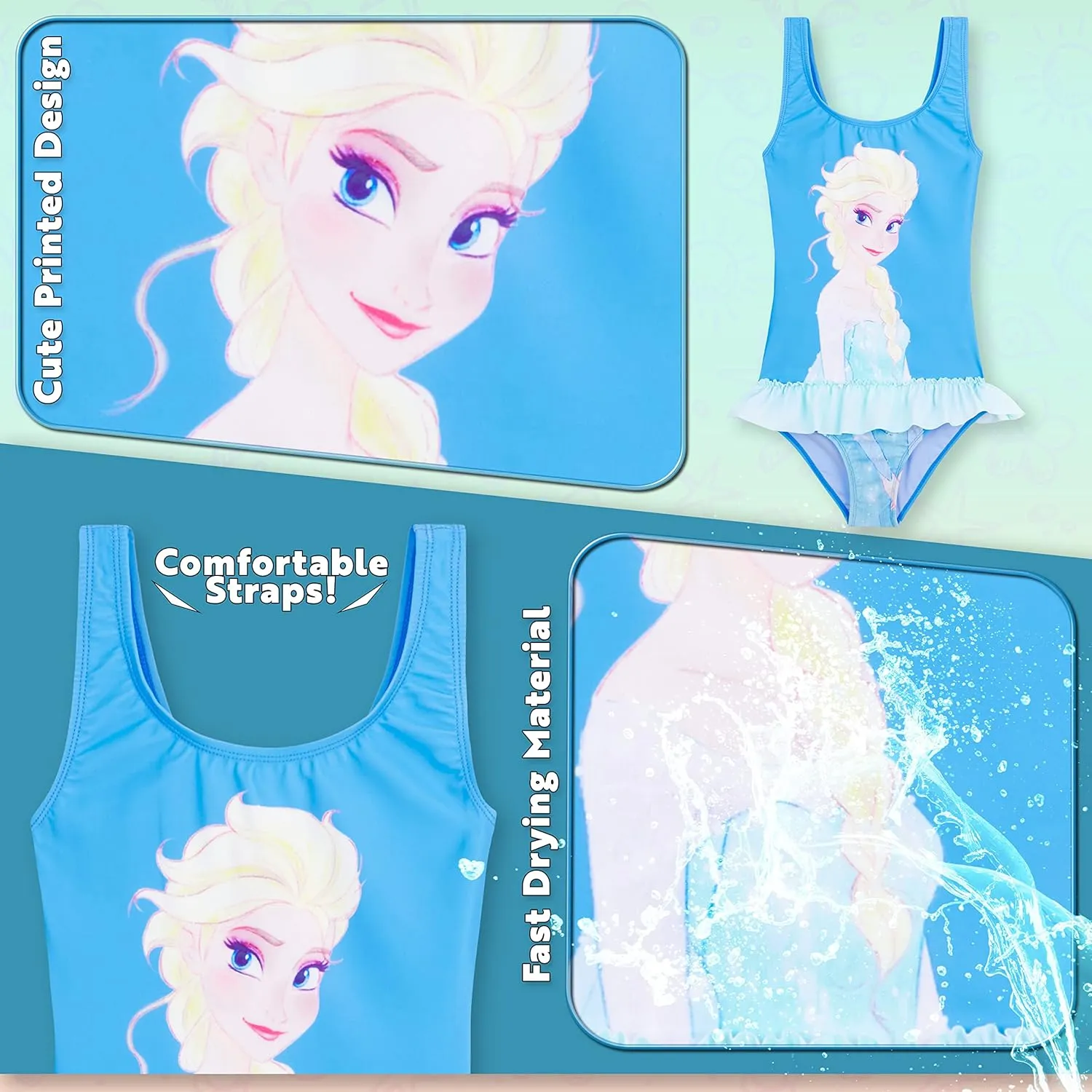 Disney Girls One Piece Swimsuit Comfortable Stretchy Swimsuit - Girls Gifts