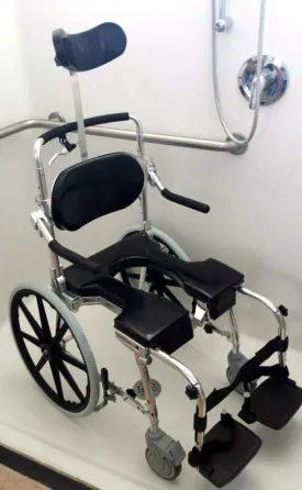 GO-ANYWHERE COMMODE 'N SHOWER CHAIR W/ 20" WHEELS - ADJUSTABLE (SP-A)