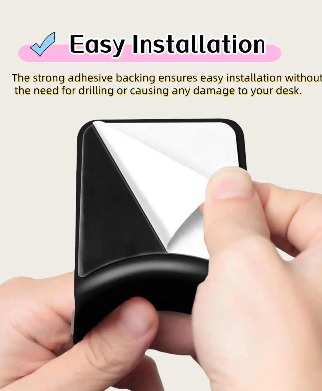 ME-E Mini Headphone Stand for Desk  Under Desk Headset Wall Mount with Strong Adhesive Hook, Compatible with Airpods Max &Most Headphone/Controller (Wall Mount/White)