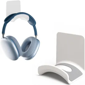 ME-E Mini Headphone Stand for Desk  Under Desk Headset Wall Mount with Strong Adhesive Hook, Compatible with Airpods Max &Most Headphone/Controller (Wall Mount/White)
