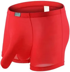 Men's Sexy Elephant Trunk Translucent Briefs Ice Silk U Bulge Underwear
