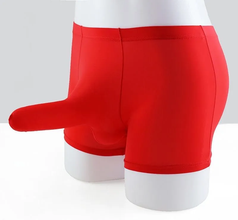 Men's Sexy Elephant Trunk Translucent Briefs Ice Silk U Bulge Underwear