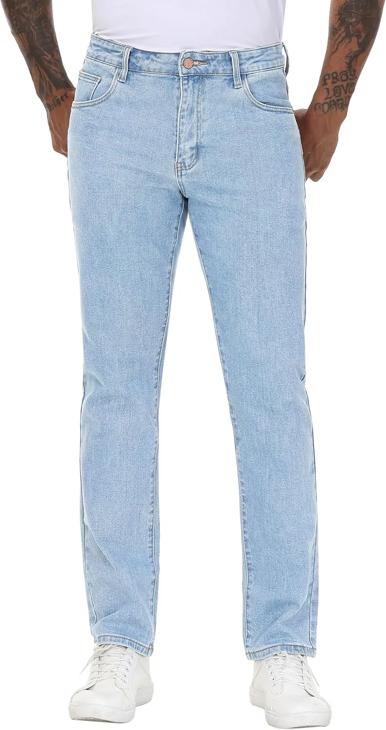 Men's Stretch Regular Fit Straight-Leg Cotton Fashion Comfort Flex Waist Denim Pants Jeans