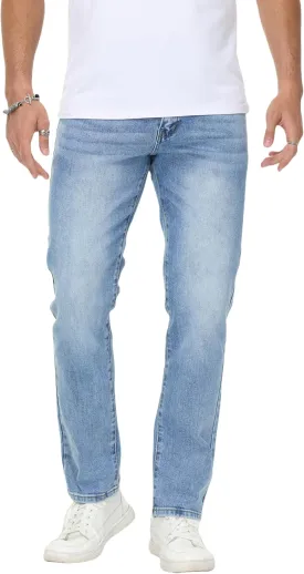 Men's Stretch Regular Fit Straight-Leg Cotton Fashion Comfort Flex Waist Denim Pants Jeans