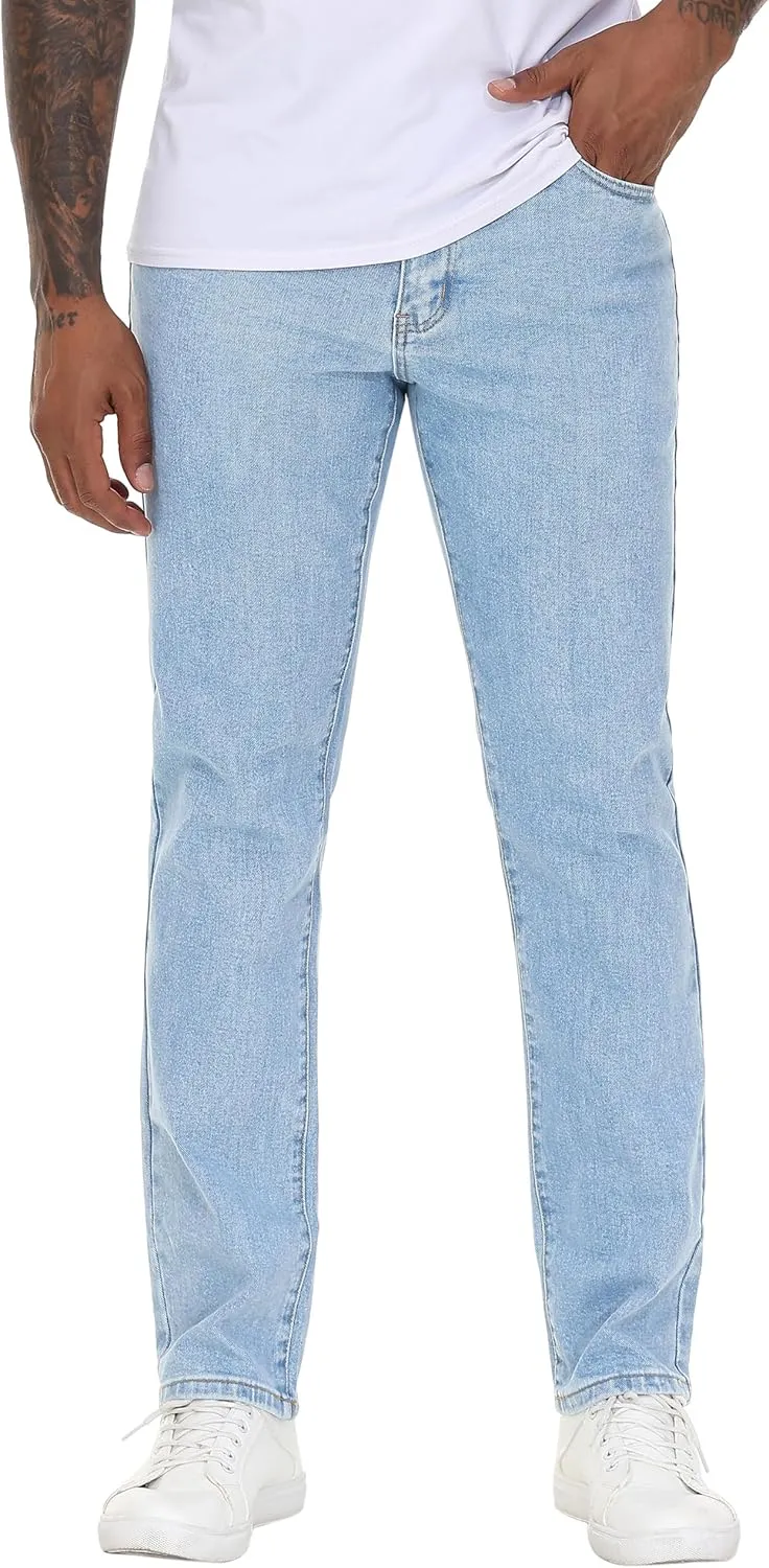 Men's Stretch Regular Fit Straight-Leg Cotton Fashion Comfort Flex Waist Denim Pants Jeans