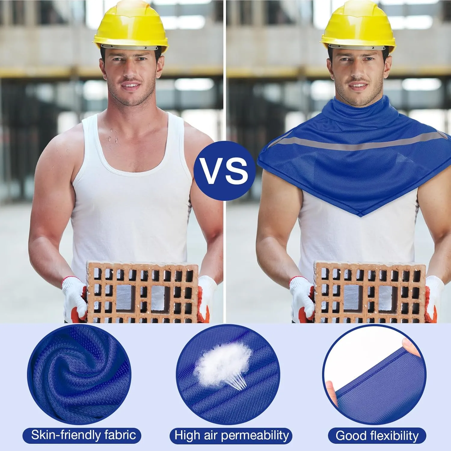 Seematn 4 Pcs Balaclava Sun Men Face Mask UV Protection with Reflective Strip for Construction Work Neck Covers Summer