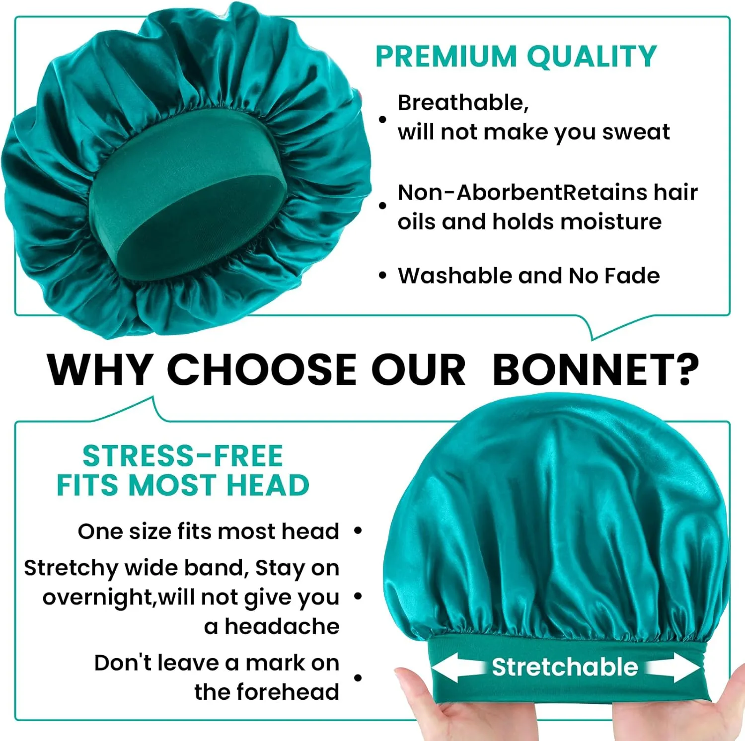 Silk Bonnet for Men, Satin Bonnet Elastic Band Silk Sleep Cap Soft Adjustable Hair Cap Hair Wrap for Women Sleeping