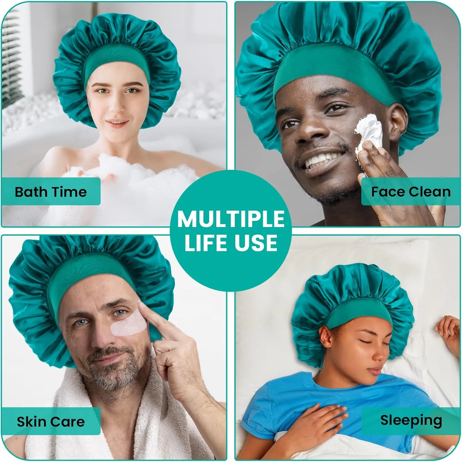 Silk Bonnet for Men, Satin Bonnet Elastic Band Silk Sleep Cap Soft Adjustable Hair Cap Hair Wrap for Women Sleeping
