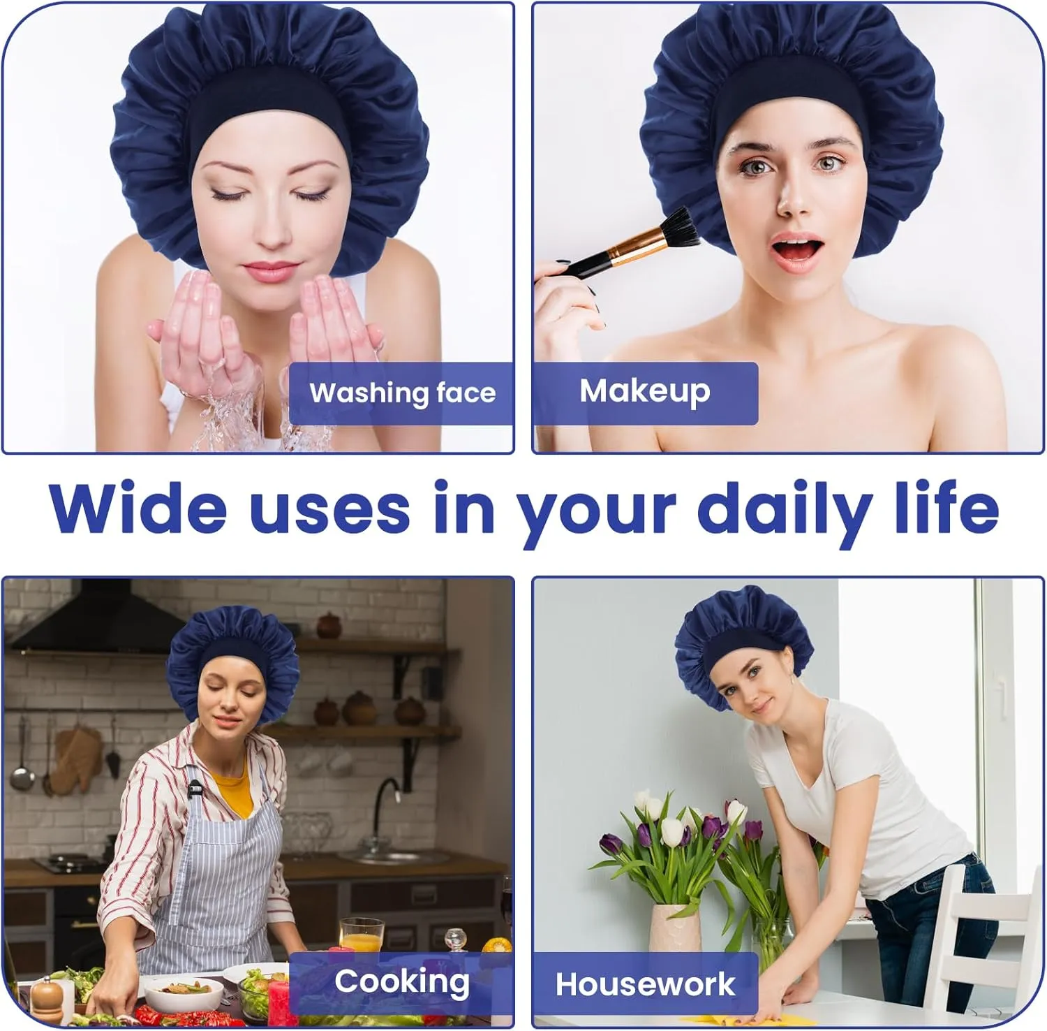 Silk Bonnet for Men, Satin Bonnet Elastic Band Silk Sleep Cap Soft Adjustable Hair Cap Hair Wrap for Women Sleeping