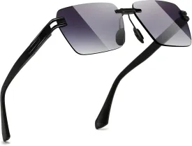 SUNGAIT Rimless Rectangle Sunglasses Square Frameless Shades for Men Women Y2K Vintage UV Protection