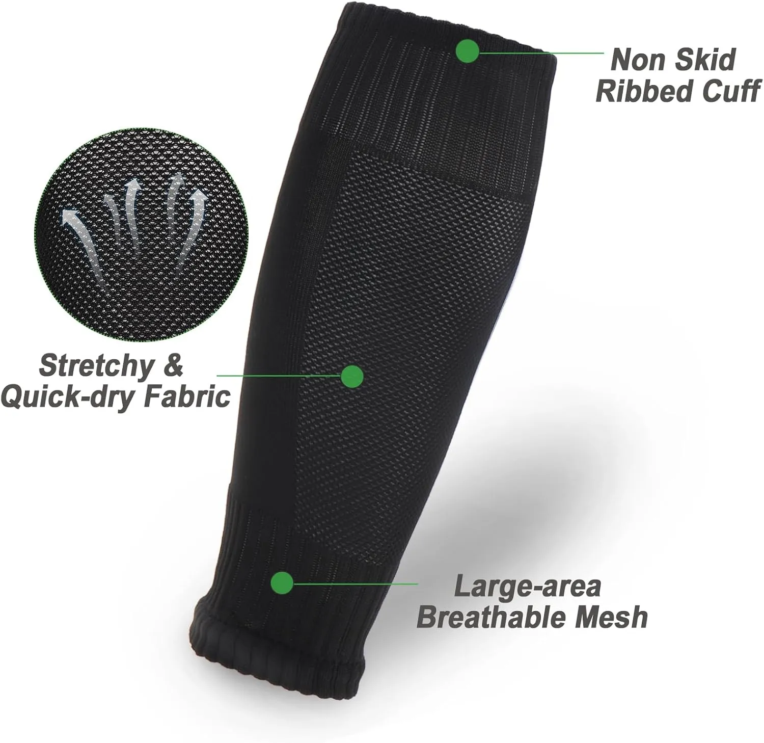 Ultrafun 2 Set Grip Soccer Socks and Shin Guard Sleeves Non Slip Soccer Sleeve Socks for Men Women